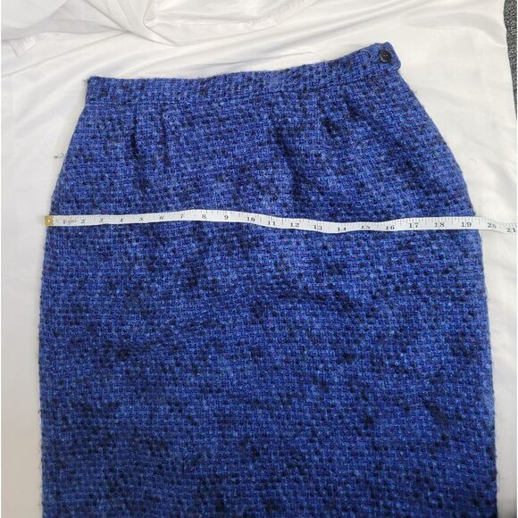 VINTAGE 70s Pendleton suit blue tweed academia wool skirt set S/M - Picture 8 of 14